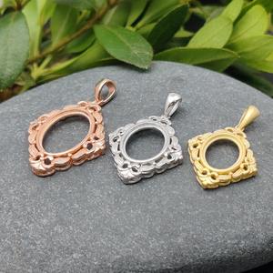 Base de Plata 925 con Circonita para Colgante de Compromiso, para Cabujones Ovalados de 8x10mm/9x11mm/10x14mm, Chapado en Oro Rosa, Certificado IGI - Product Image 2