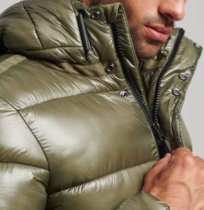 Veste d'hiver matelassée à capuche slim pour homme Elevate Play, 100% laine, tissu peigné respirant, fermeture éclair, décontractée, traitement teinté - Product Image 4