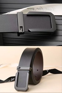 Ceinture d'affaires en cuir véritable personnalisable pour hommes avec boucle automatique Ceinture de marque de créateur de mode simple - Product Image 5