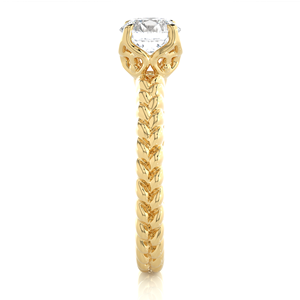 Bague de fiançailles en diamant rond cultivée en laboratoire avec alliance en or massif 14kt pour femme Bague en diamant CVD - Product Image 6