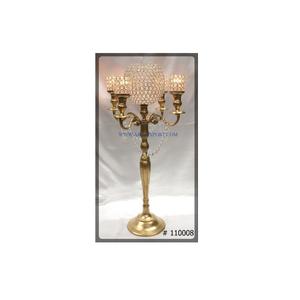 Antique <b>Gold</b> Plated Brass and Crystal Material New Style <b>Candelabra</b> Table Decoration Wedding and Events Candlestick Holders - Product Image 1
