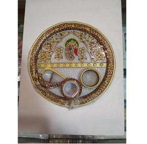 Plaques décoratives murales peintes à la main de l'Idole du Seigneur Ganesh Lakshmi, Art décoratif pour Temple, Salon, Maison - Product Image 3