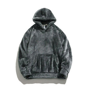 Sudadera con Capucha Unisex, Felpa Suave Personalizada, Sudadera con Capucha de Piel Sintética Marrón, Suéter con Cremallera para Invierno, Talla XL - Product Image 3