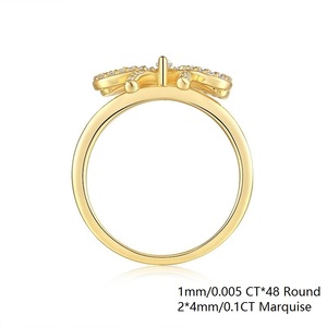 Bague de fiançailles et de mariage en argent sterling 925 avec nœud papillon en moissanite de luxe, pierre centrale de coupe marquise de 0,1 CT, style bohème - Product Image 6