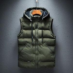 Mode hommes à capuche veste polaire sans manches gilet bouffant hiver thermique doux gilets décontracté mâle gilet épaissir gilet grande taille - Product Image 3