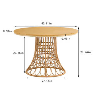 44.13 L X 44.13 W Outdoor Bamboo Rattan <b>Table</b> <b>Square</b> Metal Furniture for Courtyard Hospital Beach Dining Warehouse Hotel Gym Use - Product Image 3