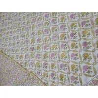 Couvre-lits en coton indiens Kantha faits à la main, motif imprimé au bloc, taille simple, patchwork brodé, doux et lavable, couverture de couette