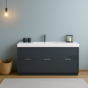 Meubles de salle de bain en bois de style moderne fabriqués à la main, prêts à assembler, meubles en bois - Product Image 2