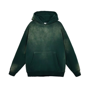 เสื้อฮู้ดแบบสวมหัวผ้าซักกรดของผู้ชายเสื้อมีฮู้ดผ้าฟลีซสีทึบผ้าฝ้ายแบบสตรีทแวร์สไตล์วินเทจสำหรับ100% - Product Image 5
