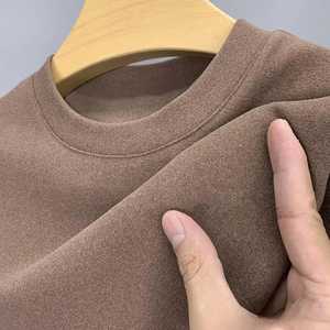 Camisetas informales para hombre con estampado de logotipo personalizado 300GSM tela de algodón pesado bordado transpirable de punto 100% algodón MOQ bajo - Product Image 2