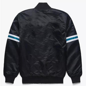 Blouson aviateur en satin pour hommes avec logo personnalisé en usine veste universitaire de sports légers avec col montant taille personnalisée pour l'hiver - Product Image 4