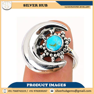 Sleeping Beauty Turquoise Gemstone <b>Ring</b> 925 Solid <b>Sterling</b> <b>Silver</b> <b>Adjustable</b> Size <b>Ring</b> Handmade ODM OEM Supplier Jewelry - Product Image 2