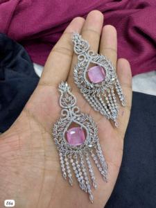 Conjunto de pendientes de joyería antigua de estilo elegante hermoso para fiesta de boda de diamante americano de diseñador polaco de plata antigua - Product Image 2