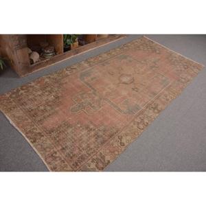 Tapis turc vintage 3,5x8 pieds (108x245 cm), tapis en laine rouge à pois - Product Image 4