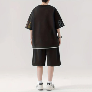 Printed Summer Woven Men's <b>T</b>-<b>Shirt</b> Set, Trendy Two-Piece <b>Suit</b> Set Short Sleeved <b>T</b>-<b>Shirt</b> And Short For Men BY AMAZING INDUSTRIES - Product Image 3