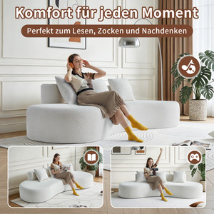 Cream Curved Three Seat Sectional <b>Sofa</b> Modern Design Apartment Villa Use EU Warehouse Stock Fast Shipping Dropshipping Vacuum - Product Image 2