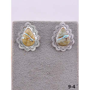 Boucles d'oreilles pendantes artisanales en turquoise Royston et argent sterling, forme goutte d'eau avec sertissage clos, style Southwest - Product Image 2