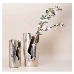 Florero de Metal abstracto elegante, florero de aluminio decorativo de mesa elegante, perfecto para la decoración de la oficina en casa o la sala de estar - Product Image 3