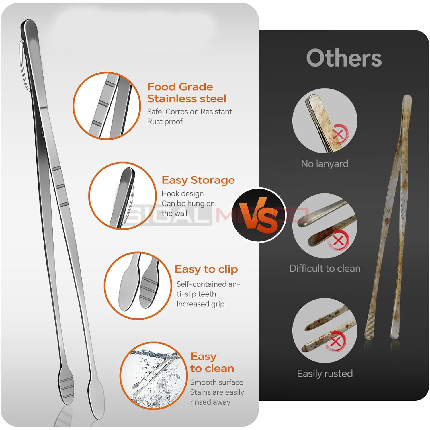 REDSALT Set 2 Pinzette Da Cucina 30cm – Acciaio Inox 18/10 – Lavastoviglie – Cibo, Grill, BBQ - 5