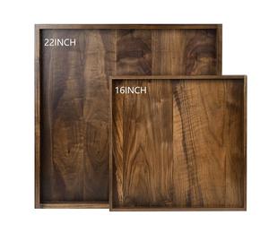 Plateau de service en bois naturel avec logo personnalisé forme carrée pour vaisselle ustensiles de cuisine petit déjeuner thé pain gâteau plateau de service plateau - Product Image 1