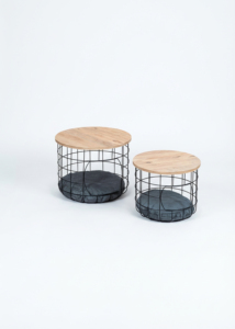Ensemble de tables basses en fil métallique, style industriel moderne, durable et facile à nettoyer, avec plateau en bois et design nid pour chat, pour salon - Product Image 5