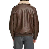 Blouson moto en cuir véritable marron pour homme, coupe ajustée, design stylé, poches à bouton unique, col montant, streetwear décontracté