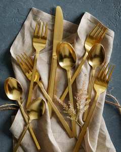 Palacio de mango largo de acero inoxidable cubiertos espejo pulido latón hierro uso doméstico estilo moderno cubiertos boda restaurante - Product Image 3