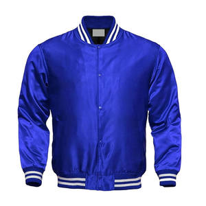 Veste universitaire en satin noir souple personnalisée: Blouson bombardier en satin à sublimation - Product Image 2