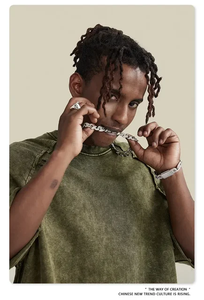 Ensemble de vêtements pour hommes en deux pièces personnalisé, t-shirt vintage délavé à l'acide, ensemble de shorts d'été, t-shirt imprimé en relief et shorts en deux pièces pour hommes - Product Image 3