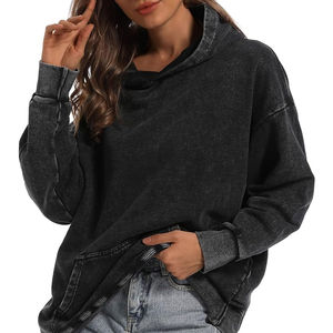 Sudadera con Capucha Estilo Hip Hop Urbano Vintage para Mujer, Lavado Ácido, Algodón, Hecha a Medida con el Mejor Material - Product Image 4