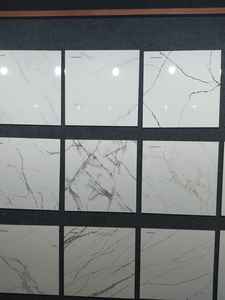 Carreaux de sol et de mur en porcelaine blanche Carrara brillante de conception moderne 60x60 pour les intérieurs d'hôtels et de maisons - Product Image 2