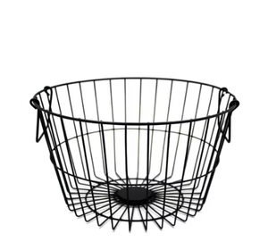 Panier en métal rond noir mat organisateur de stockage de cadeaux décoratifs avec poignées cuisine salle de bain décor à la maison paniers - Product Image 1