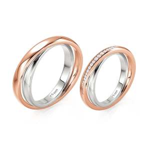 Jeulia Bagues de mariage croisées bicolores plaquées or 14 carats pour couples - Product Image 2