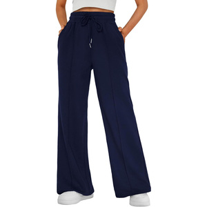 Pantalons de jogging pour femmes à taille haute, amples, décontractés, à jambes larges, avec cordon de serrage, élastiques, pantalons de sport - Product Image 3