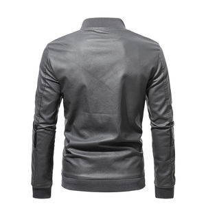 2024 <b>Winter</b> Men's Stand Leather Bomber Jacket Premium Quality Breathable Sustainable High Street Style Wholesale Low Price - Product Image 3