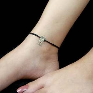 Chevillère en argent 925, motif chiot mignon, clochette et cœur, incrustée de strass dorés, pour cadeaux de fêtes chrétiennes - Product Image 2