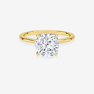 Anillo de compromiso Petite Solitaire con diamante de corte cojín cultivado en laboratorio, anillo de oro de 14k - Product Image 1