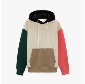 Sweat à capuche surdimensionné en polyester/coton teint uni pour l'hiver de haute qualité avec conception de blocs multicolores patchwork personnalisés pour hommes - Product Image 6