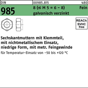 Tuercas Hexagonales Electrogalvanizadas DIN 985 M8 X 1.25 500 Piezas - Product Image 1