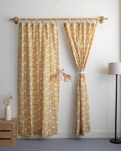 Cortinas al por mayor 100% algodón indio con estampado floral a mano para sala de estar y oficinas - Product Image 2