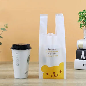 Sac en plastique HDPE/LDPE Poly T-shirt avec poignée Sac en plastique adapté aux magasins de thé au lait, supermarchés - Product Image 3