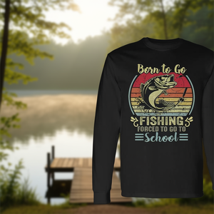 T-shirt à manches longues pour garçons et enfants, thème pêche, promotionnel, pour jeunes pêcheurs - Born to Go Fishing Bass Fish - Product Image 3