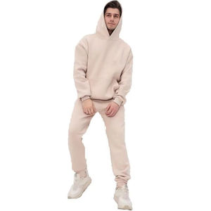 Survêtement de sport d'automne et d'hiver unisexe 100% coton, ensemble de pantalons de survêtement à capuche avec logo personnalisé, respirant, imprimé, écologique, grande taille - Product Image 2