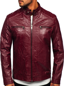 Chaqueta de Motociclista de Cuero Genuino para Hombre, Cuello Alto, Cortavientos, Estilo Urbano, Logotipo Personalizado en la Parte Delantera, Invierno, Lona Lisa Teñida, Venta al Por Mayor - Product Image 3