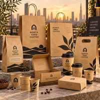 Ensemble d'emballages personnalisés pour café AT PACK avec sacs en papier, gobelets à café, boîtes alimentaires et sacs à café, fournitures de café en gros