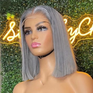 Proveedor Mayorista de Pelucas Rubias Ceniza, Pelucas de Cabello Humano Peruano Liso Corto con Frente de Encaje, Pelucas sin Pegamento con Encaje HD Completo, Cierre de Encaje 13*4 - Product Image 2