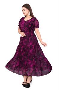 Vestido moderno informal Georgette con función de secado rápido Impresión digital y diseño en relieve para ocasiones de fiesta (todas las estaciones) - Product Image 3