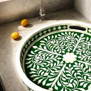 Plateau de service rond en incrustation d'os de meilleure qualité artisanat naturel plateau décoratif pour hôtels restaurants ustensiles de cuisine faits à la main par HWC - Product Image 5