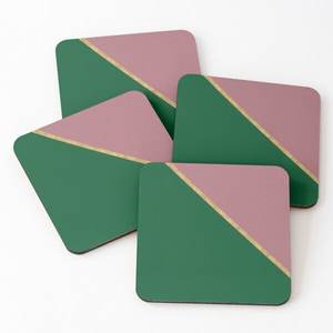 Dessous de verre en bois écologique avec des motifs en émail au look carré Or fantaisie bord Fait à la main Sous-verres modernes à moindre coût - Product Image 4