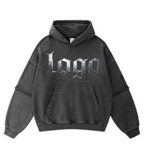 เสื้อฮู้ดเมอร์รี่คริสต์มาสสไตล์ใหม่ย้อนยุคอเมริกันแขนสองชิ้นดูซีดและดูเป็นฝอยสำหรับผู้ชาย - Product Image 3